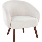Ashland Accent Lounge Chair in Cream Fabric with Walnut Wood Legs